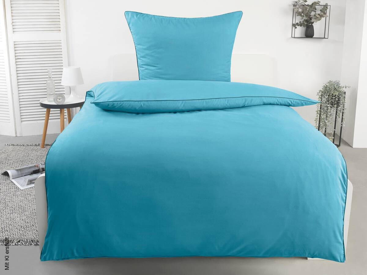 Microfaser Bettwäsche petrol türkis 100% Polyester B/L: ca. 135x200 cm