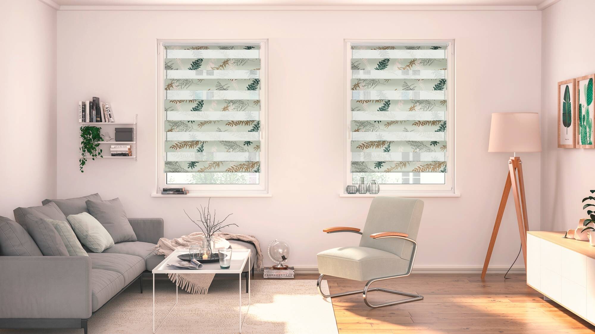 LICHTBLICK Doppelrollo Duo Fir Branches blau B/T: ca. 100x150 cm