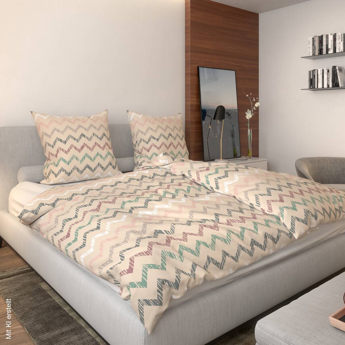 Microfaser Bettwäsche beige Polyester B/L: ca. 135x200 cm