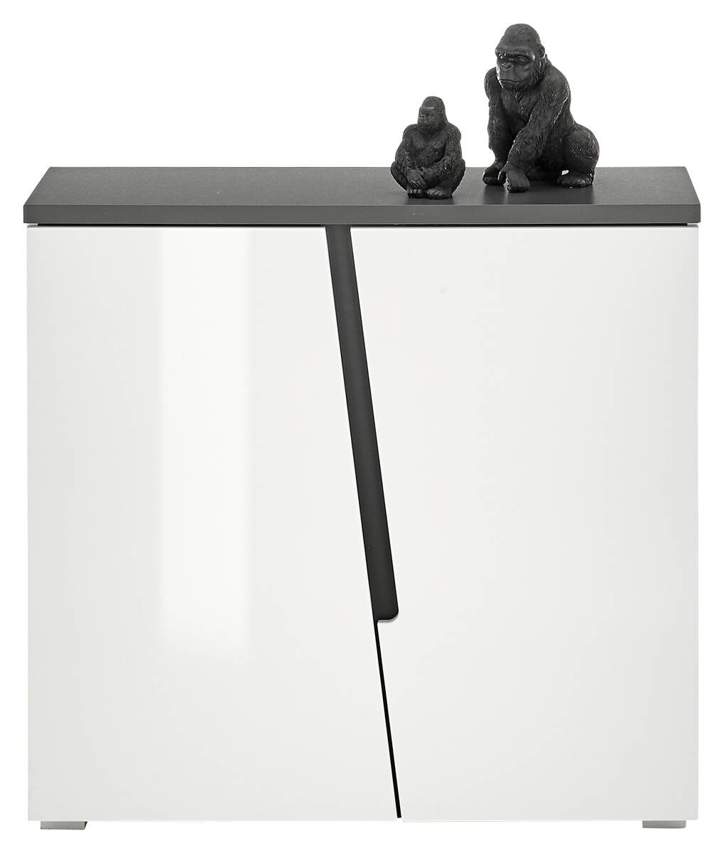 Kommode Boston weiß Hochglanz anthrazit B/H/T: ca. 88x83x38 cm