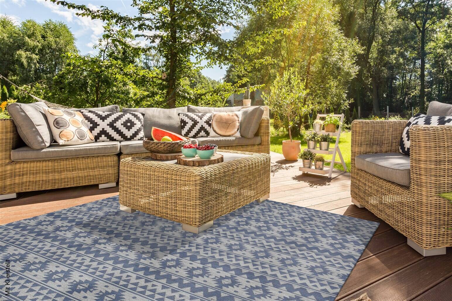 Kayoom Flachgewebeteppich Sunny 210 hellblau B/L: ca. 160x230 cm