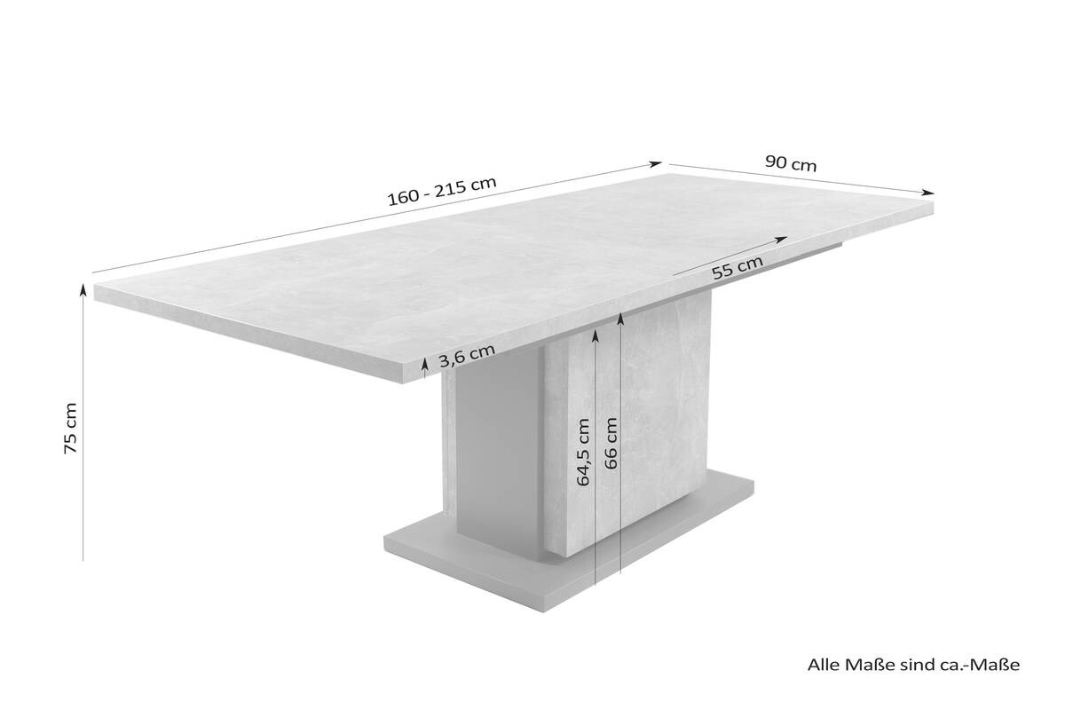Tisch BRITTA Beton Optik anthrazit B/H/T: ca. 160x75x90 cm