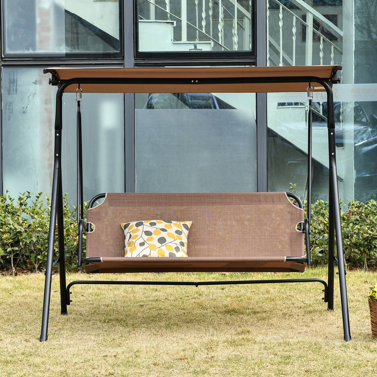 Outsunny Hollywoodschaukel braun Metall B/H/L: ca. 110x155x172 cm