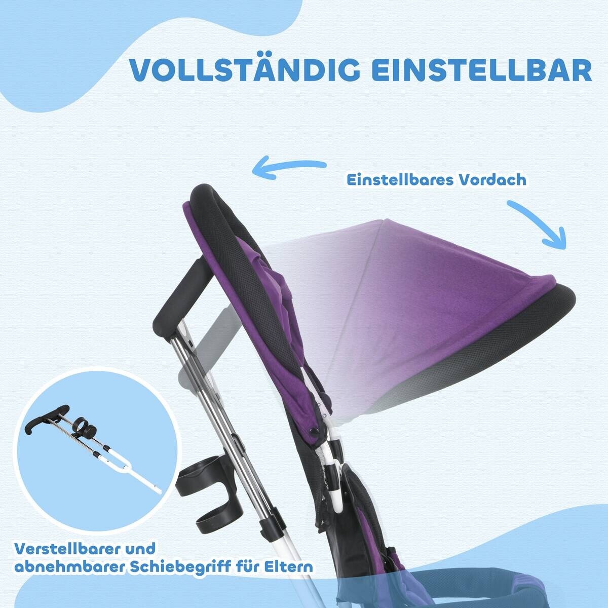 HOMCOM Kinderdreirad violett B/H/L: ca. 50x106x95 cm