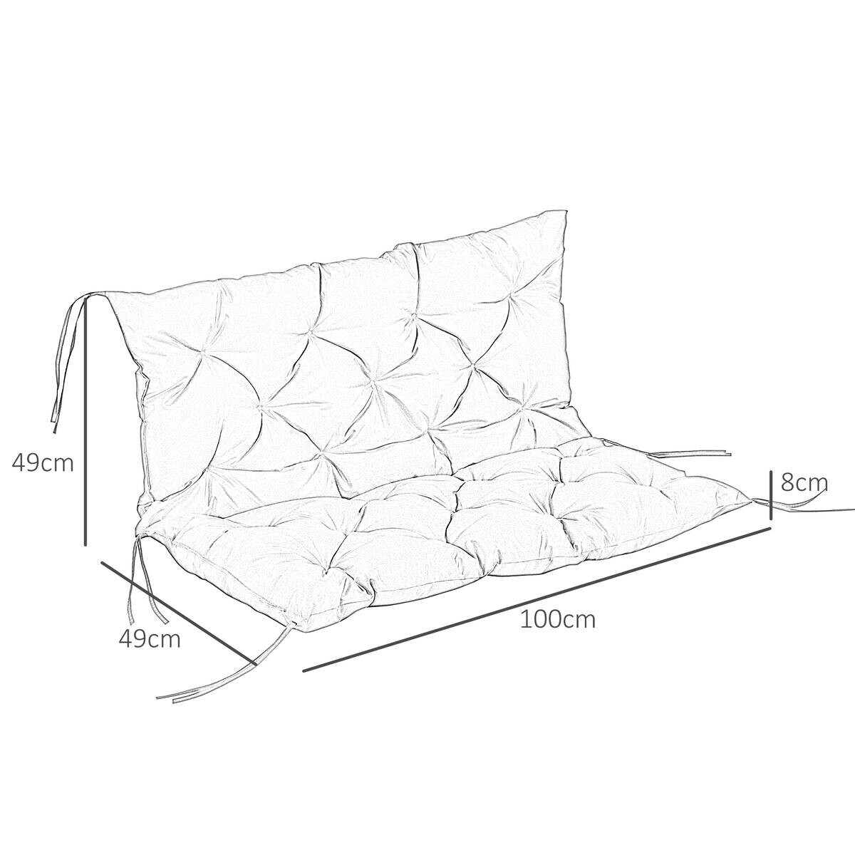 Outsunny Bankauflage schwarz Schaumstoff B/H/L: ca. 98x8x100 cm