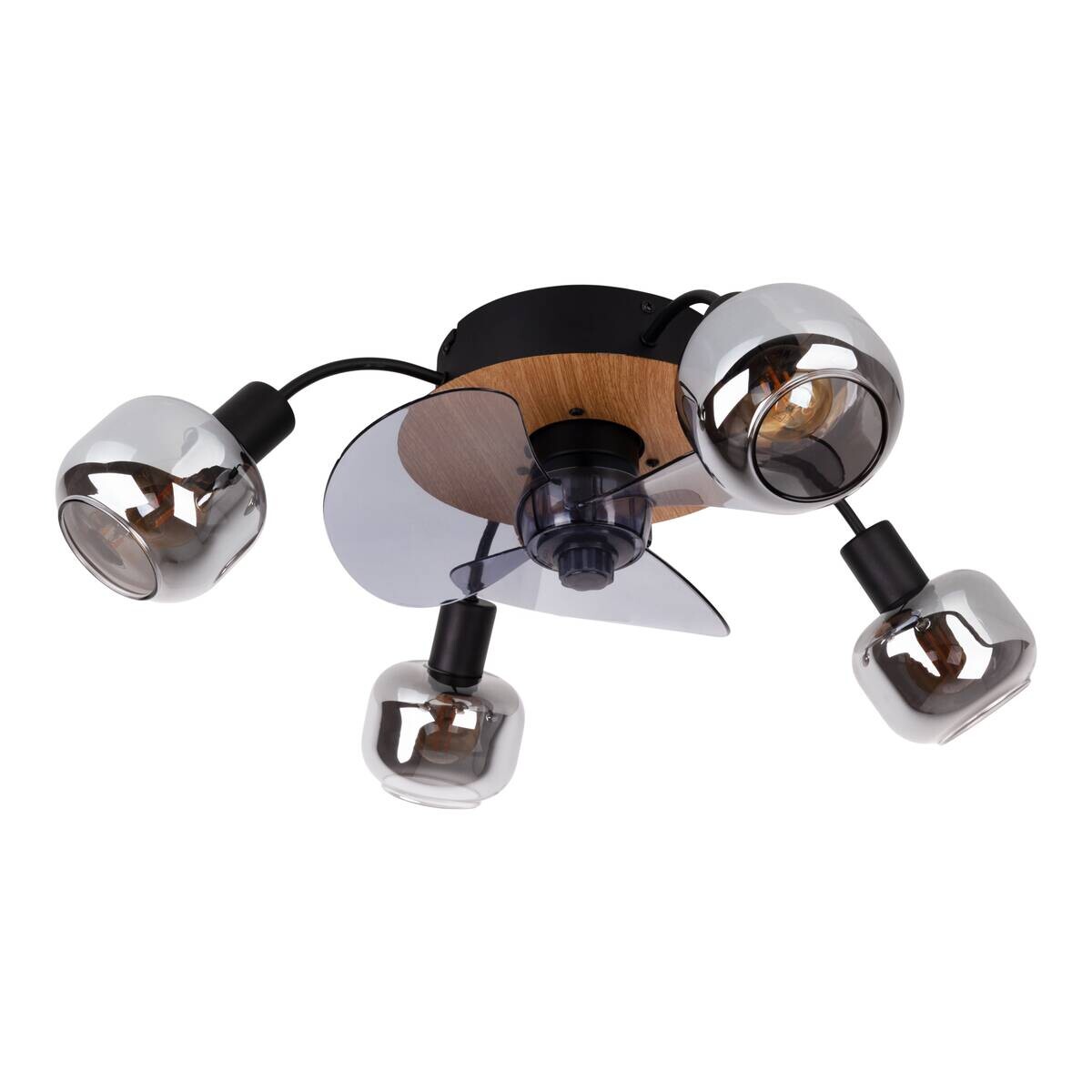Näve Leuchten Deckenventilator schwarz Metall Glas Kunststoff B/H/T/D: ca. 48x21x48x48 cm E14 4 Brennstellen