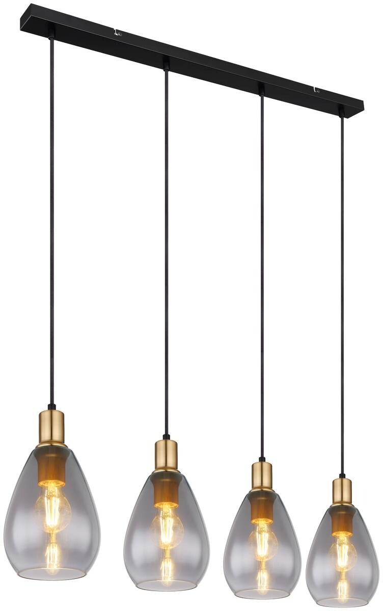 GLOBO Pendelleuchte Fanni Rauch Glas B/H/L: ca. 15x120x90 cm E27 4 Brennstellen