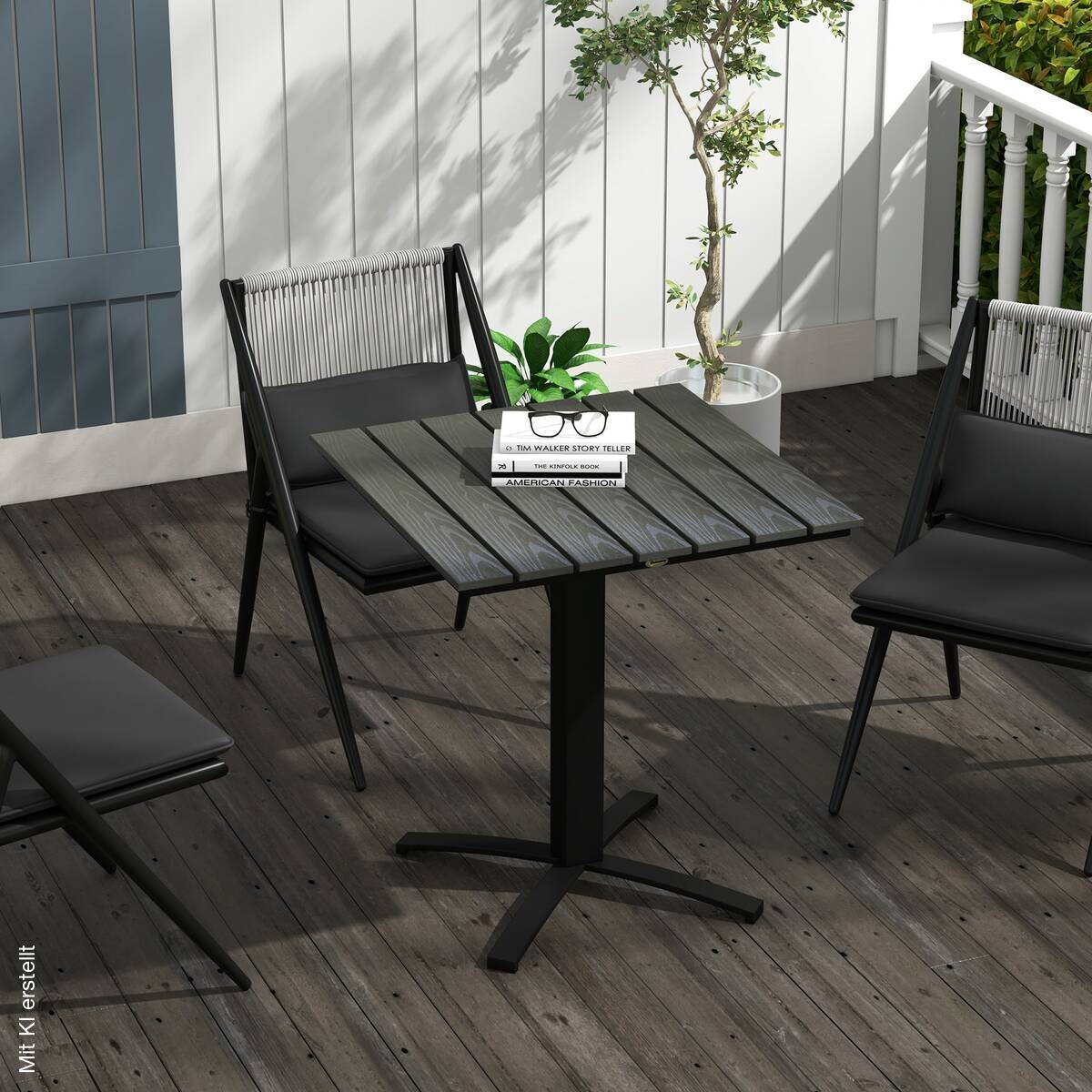 Outsunny Gartentisch grau Holz B/H/L: ca. 70x76x70 cm