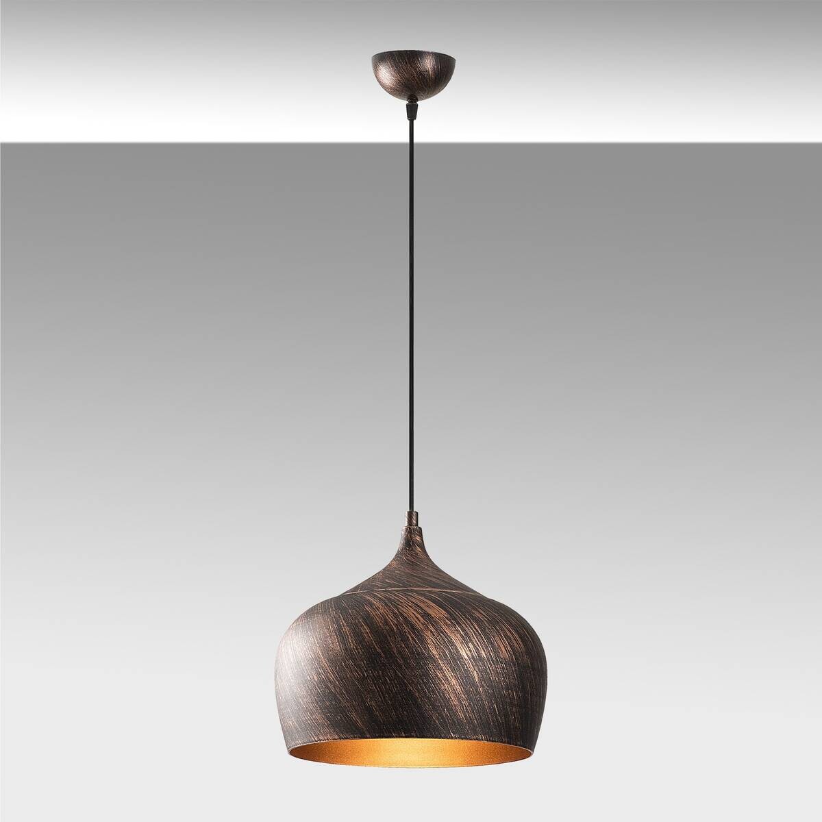 Opviq Pendelleuchte Saglam gold Kupfer Metall B/H/T/L/D: ca. 28x125x28x28x28 cm E27 1 Brennstellen