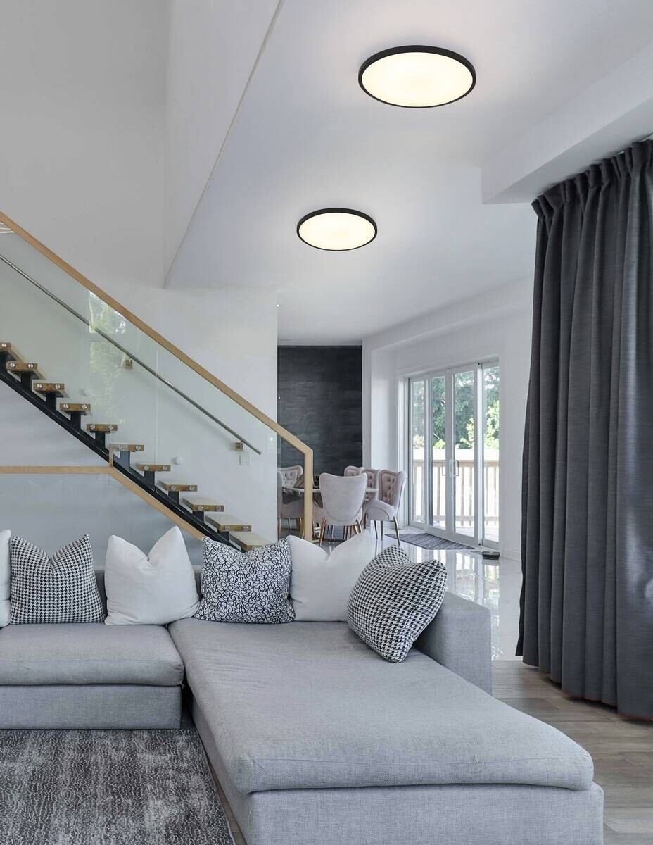 GLOBO Deckenleuchte Opal mattschwarz Kunststoff H/D: ca. 3,5x30 cm 1 Brennstellen