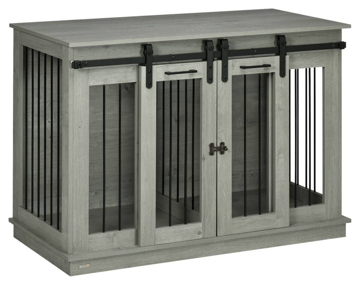 PawHut Hundekäfig grau MDF B/H/L: ca. 60x88,5x120 cm