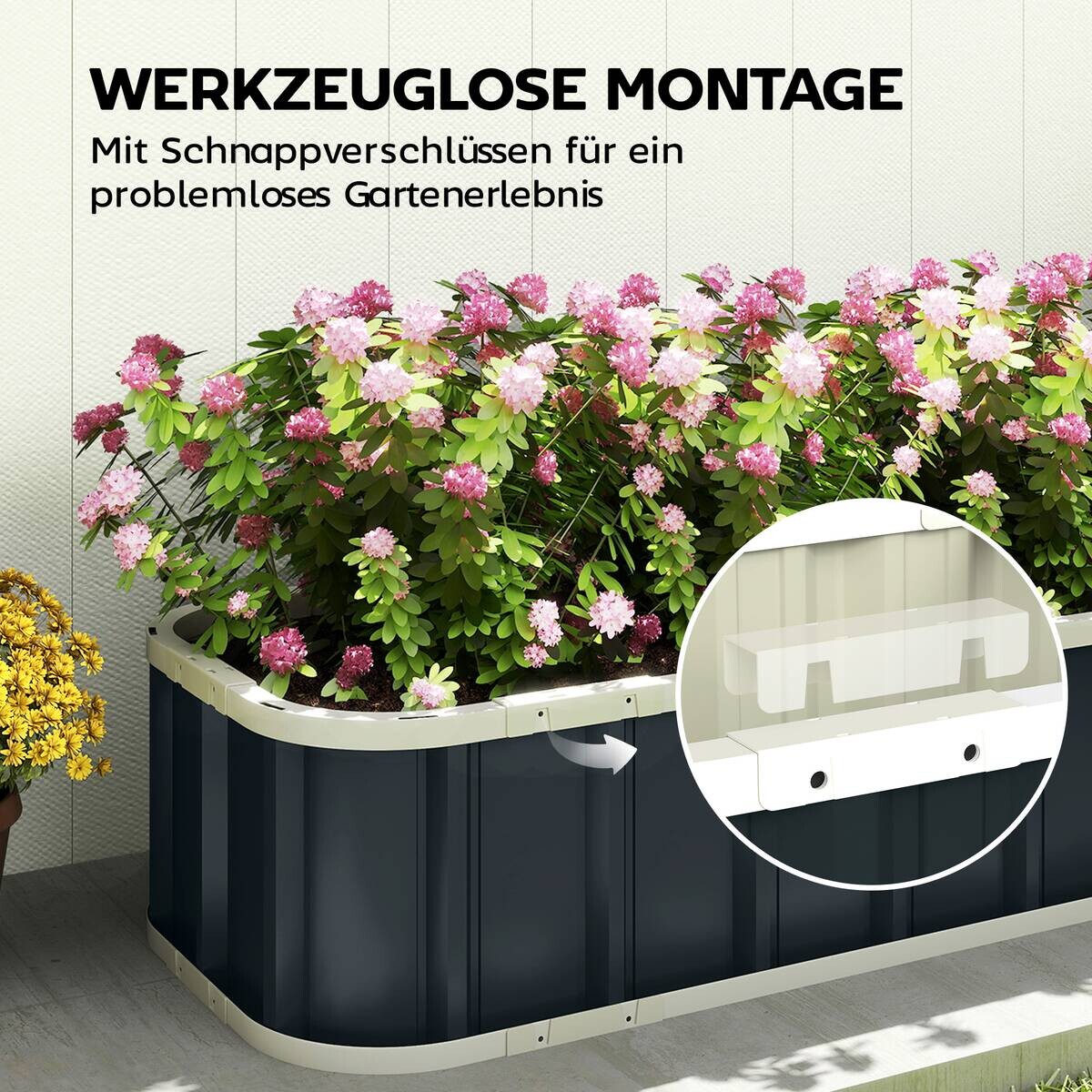 Outsunny Hochbeet dunkelgrau B/H/T/L: ca. 52x31x52x136 cm