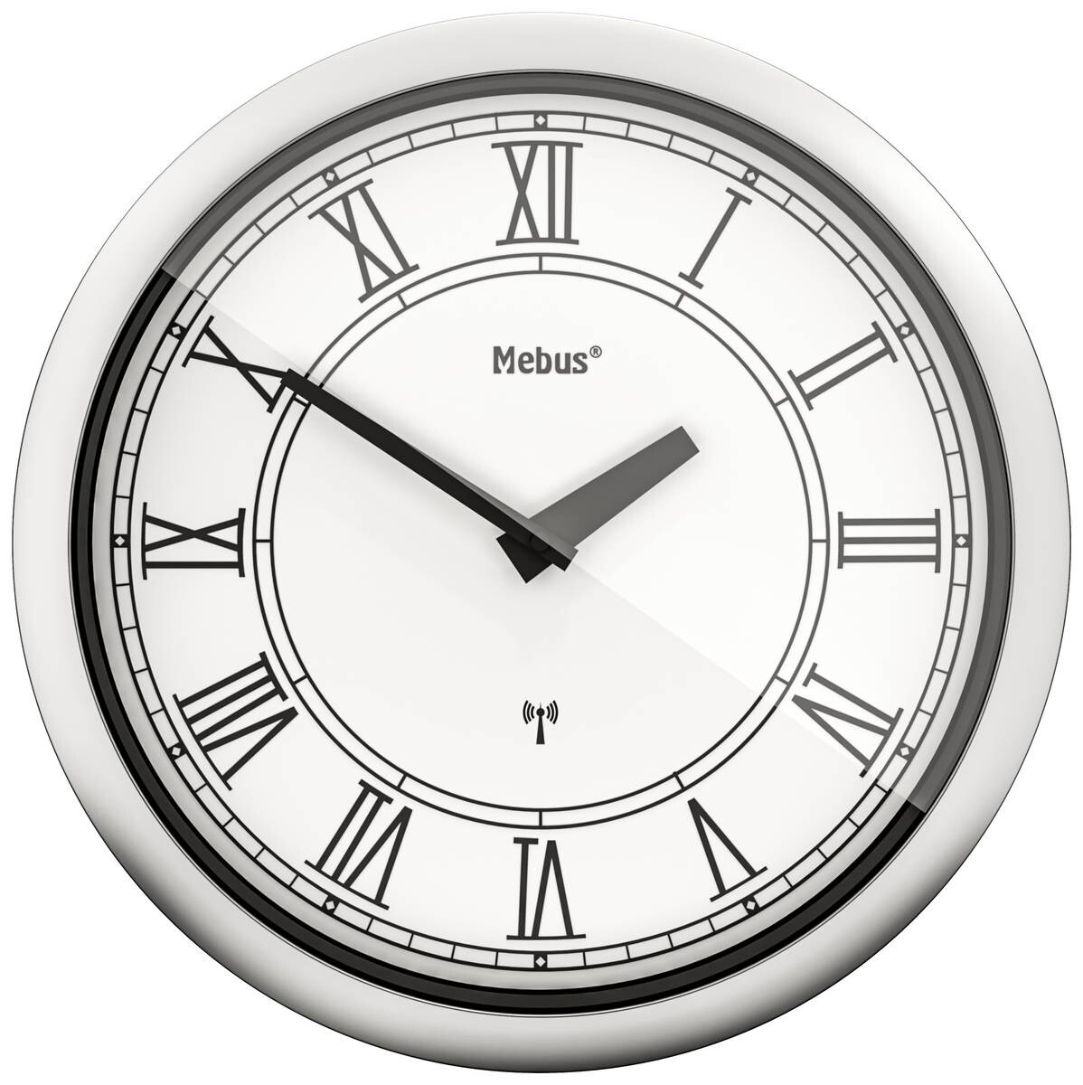 Mebus Wanduhr silber D: ca. 25 cm