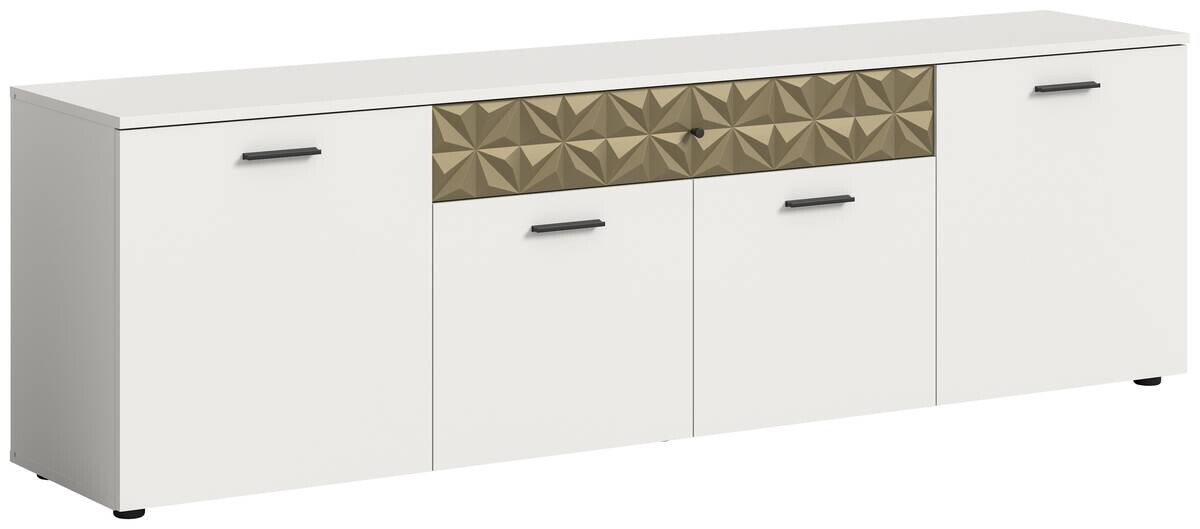 TV-Lowboard Prisma weiß gold Optik B/H/T: ca. 190x57x37 cm