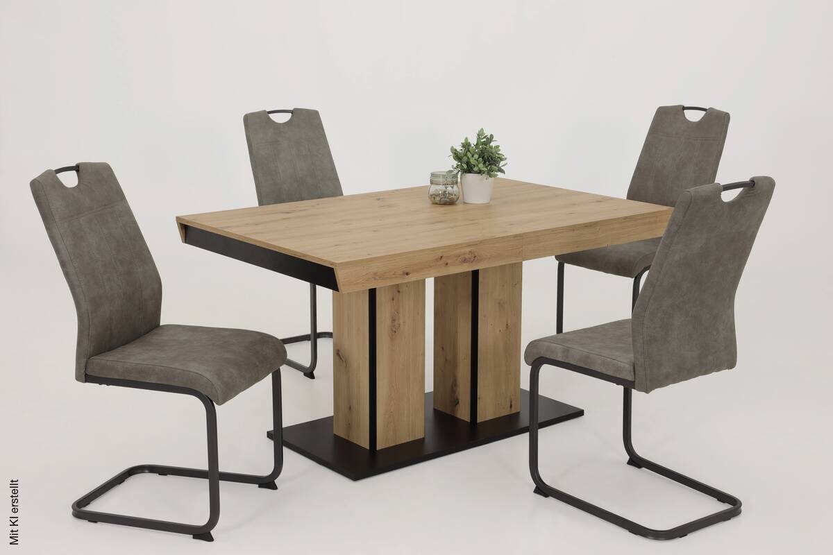 Essgruppe Agnes I grau Eiche Holzwerkstoff B/H/T: ca. 220x76x90 cm