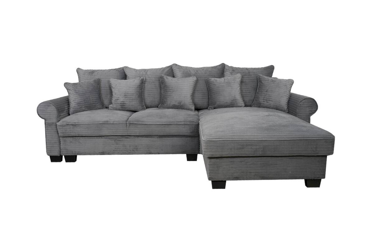 Ecksofa mit Bettfunktion und Bettkasten grau Microfaser B/H/T: ca. 293x96x178 cm