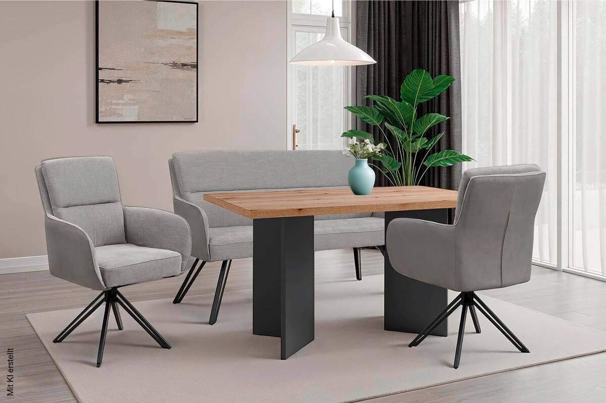 Tisch MARTEN Eiche Nachbildung anthrazit B/H/T: ca. 138x75,5x90 cm