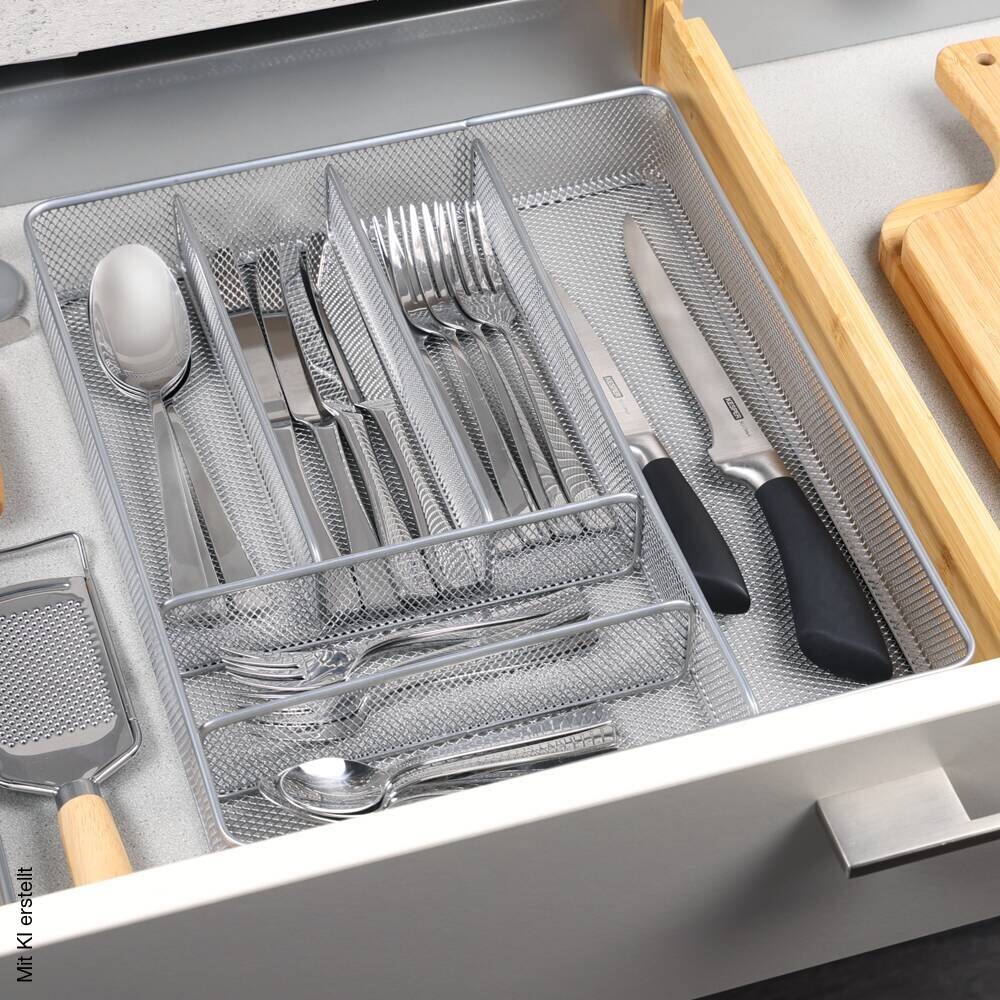 Kesper Besteckkasten silber Metall B/H/L: ca. 30,5x5,5x36,8 cm