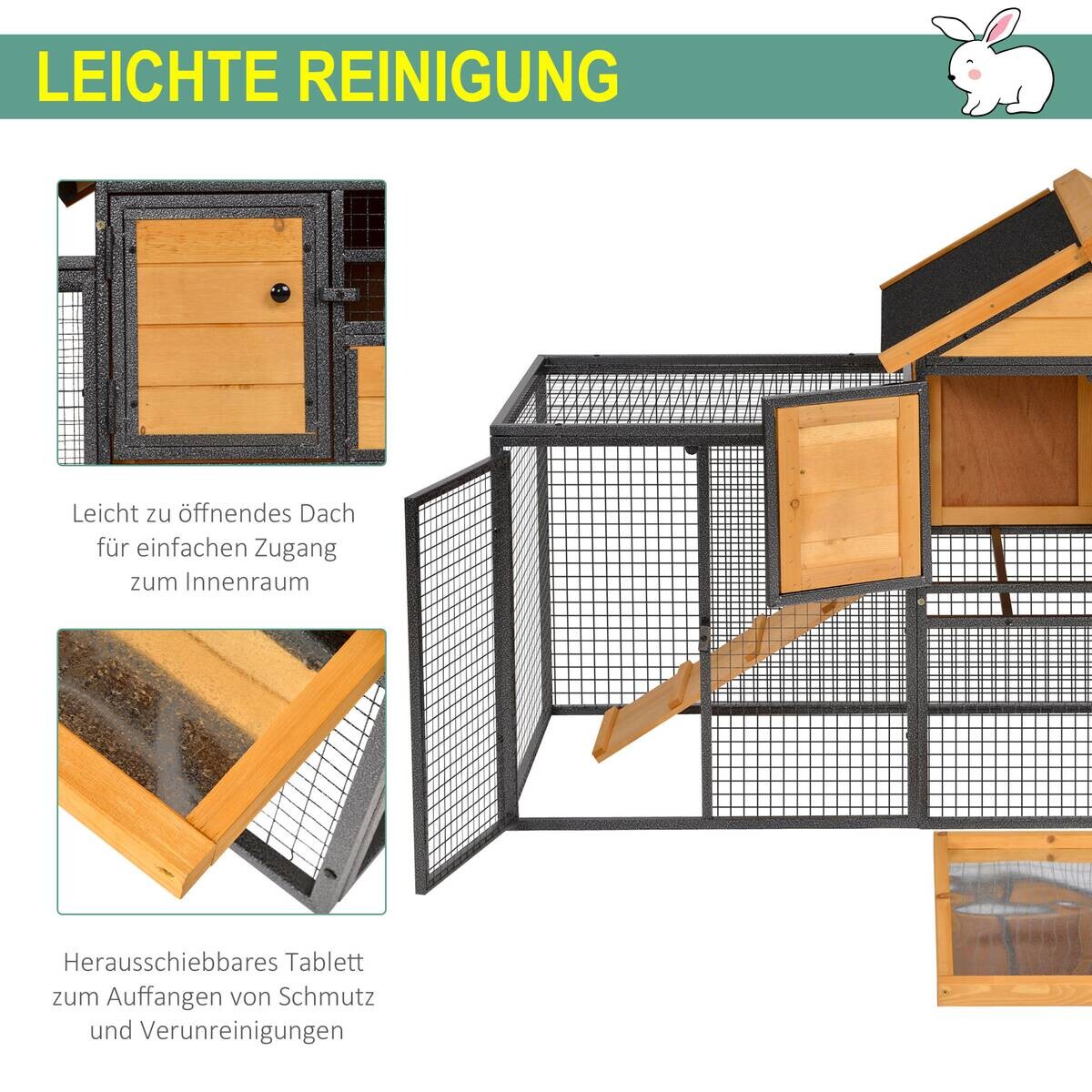 PawHut Stall dunkelgrau Holz B/H/L: ca. 63x122x92 cm