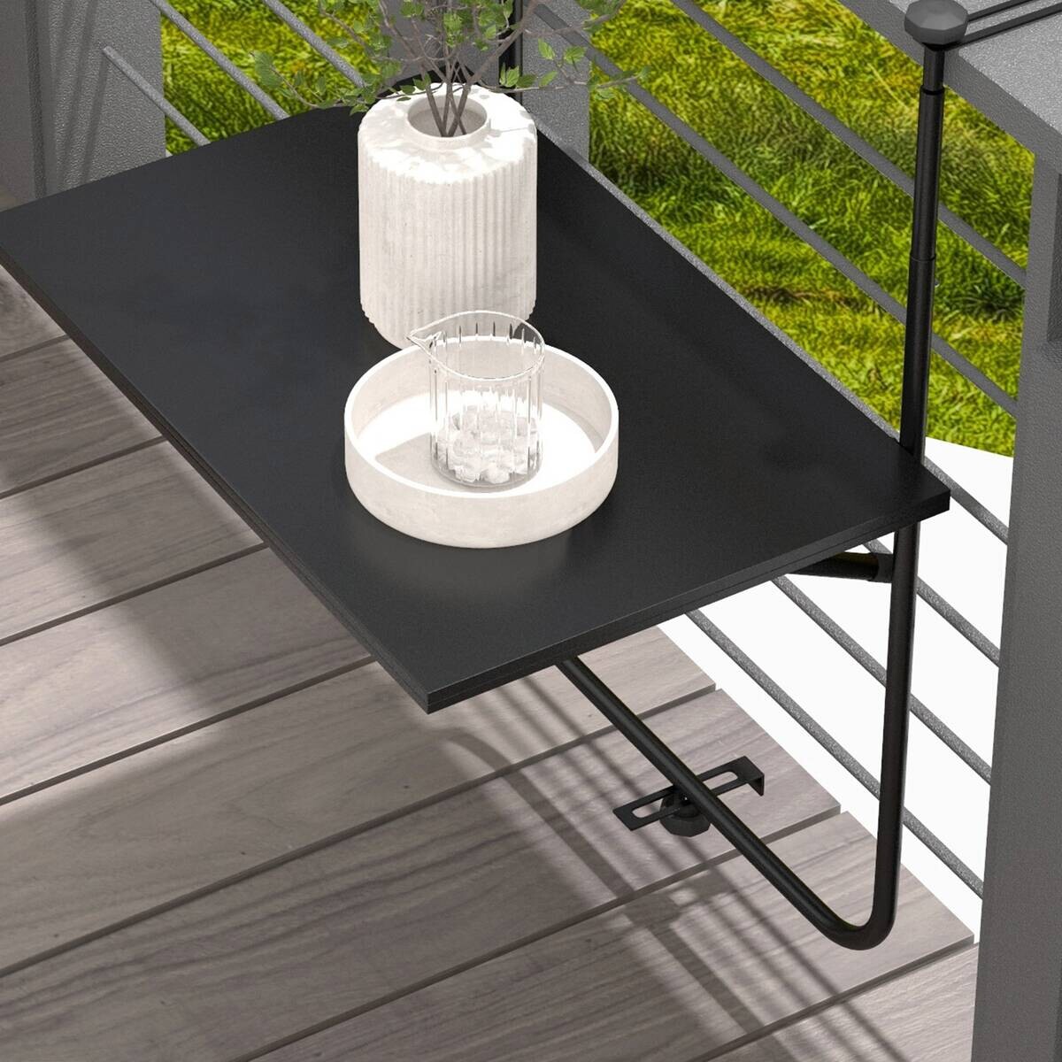 Outsunny Balkontisch schwarz Polypropylen B/H/L: ca. 60x62x85,5 cm