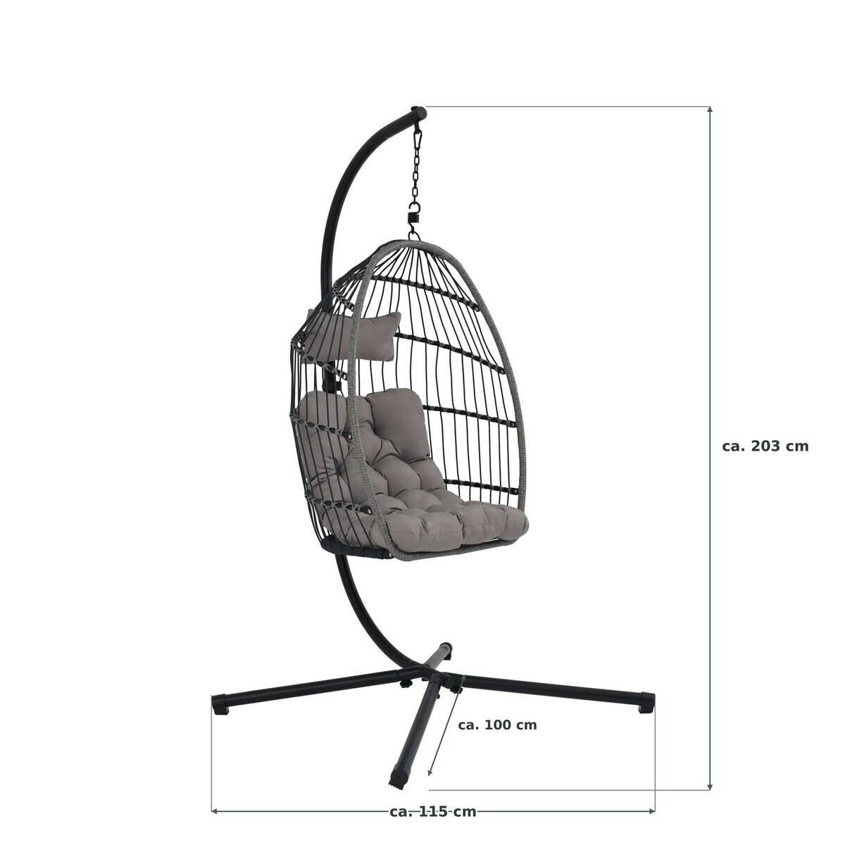 POCOline Hängesessel schwarz Stahl B/H/L: ca. 100x203x115 cm