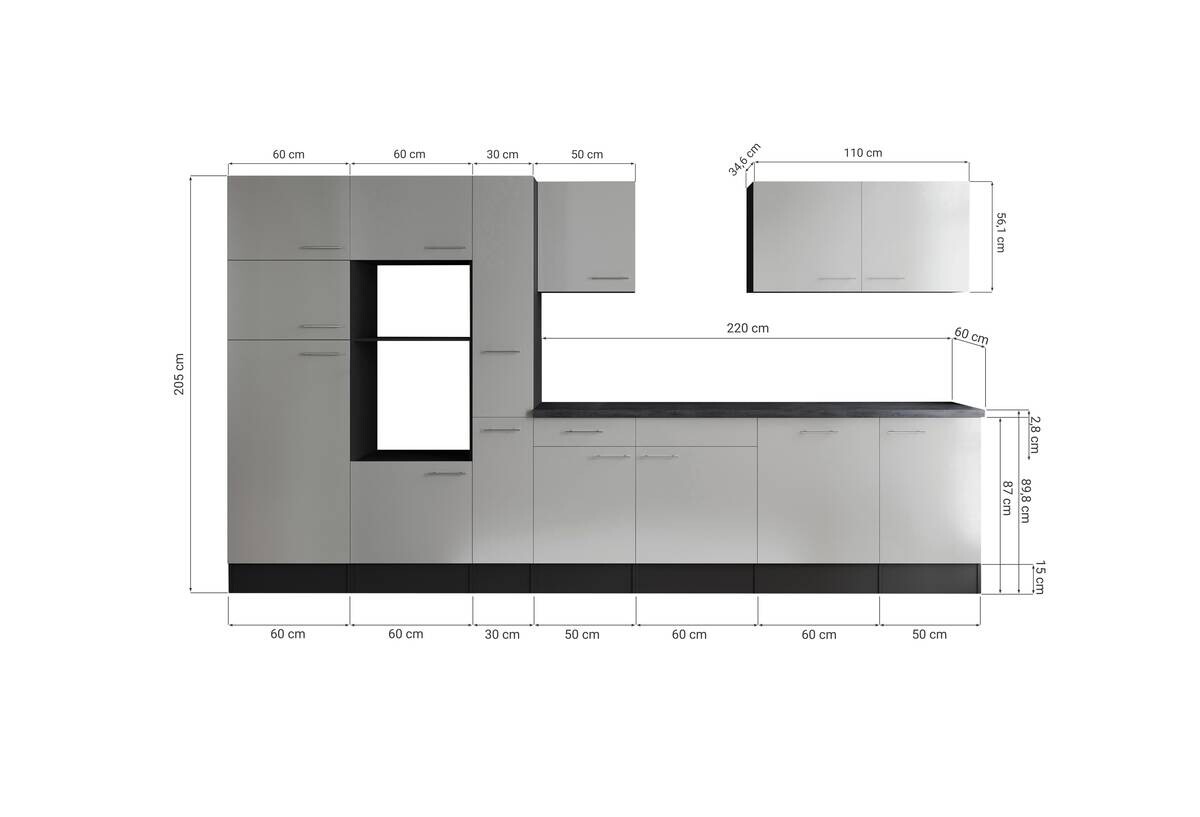 Küchenblock Oliver B/H/T: ca. 370x205x60 cm