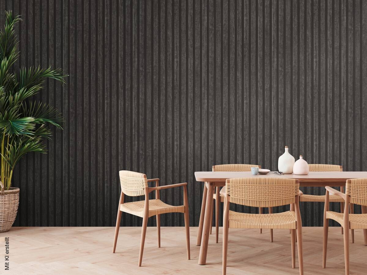 Vliestapete Holzoptik grau schwarz B/L: ca. 53x1005 cm