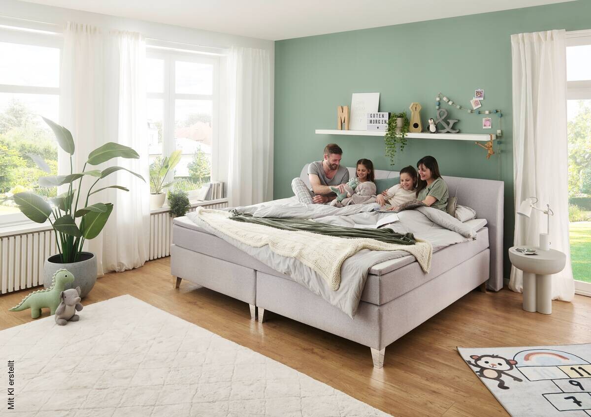 Familienboxspringbett Mare silber Liegefläche B/L: ca. 240x200 cm