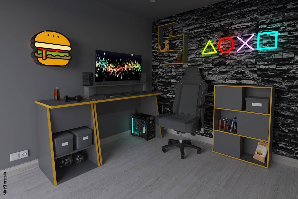 Gaming-Schreibtisch anthrazit orange B/H/T: ca. 117x93x50 cm