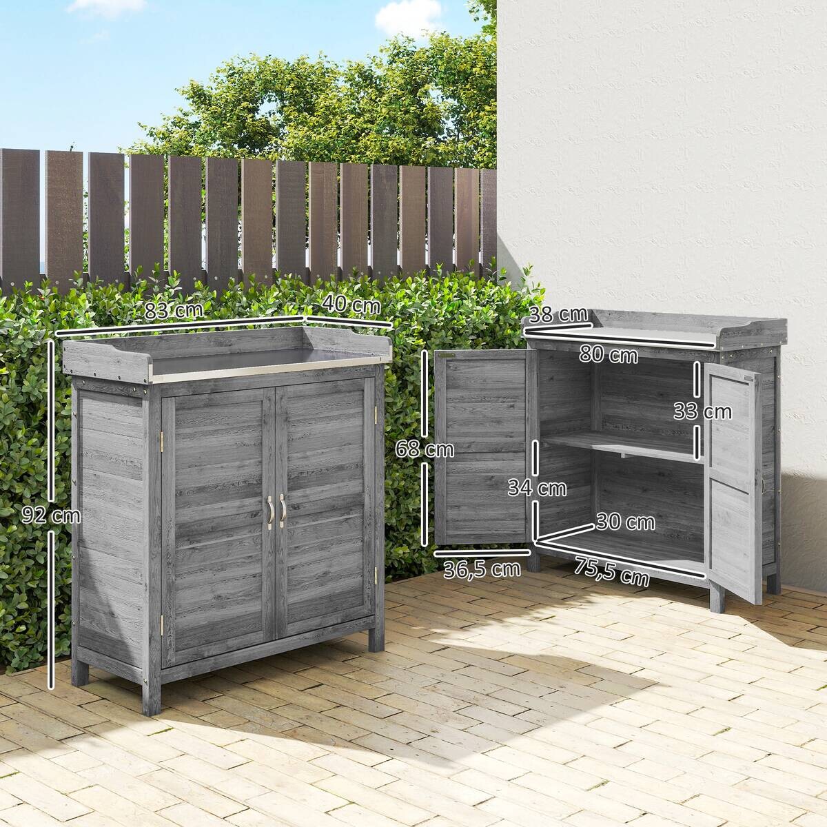 Outsunny Gartenschrank grau B/H/T/L: ca. 40x92x40x83 cm