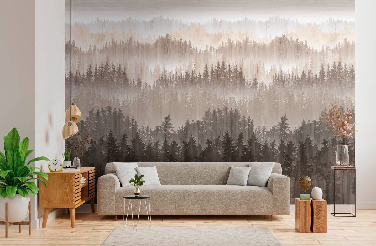 Livingwalls Fototapete Bäume braun beige creme B/L: ca. 280x159 cm