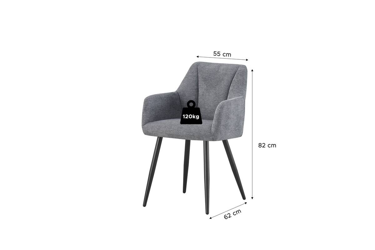 Stuhl BELLA, 2er Set anthrazit Stoff B/H/T: ca. 55x82x62 cm