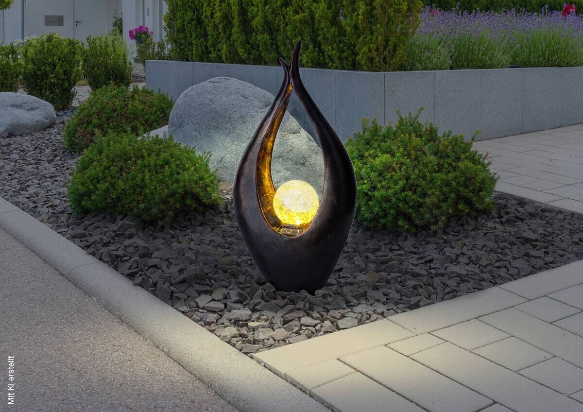 LED-Solarleuchte bronze Kunststoff B/H/T: ca. 13x50x26,5 cm