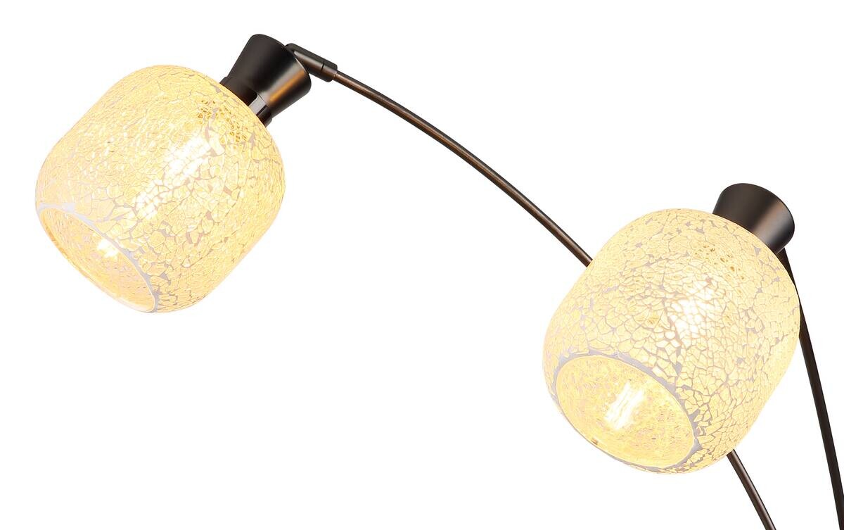 GLOBO Stehlampe Chrom schwarz Metall Glas B/H/L: ca. 14x133x35 cm 3 Brennstellen