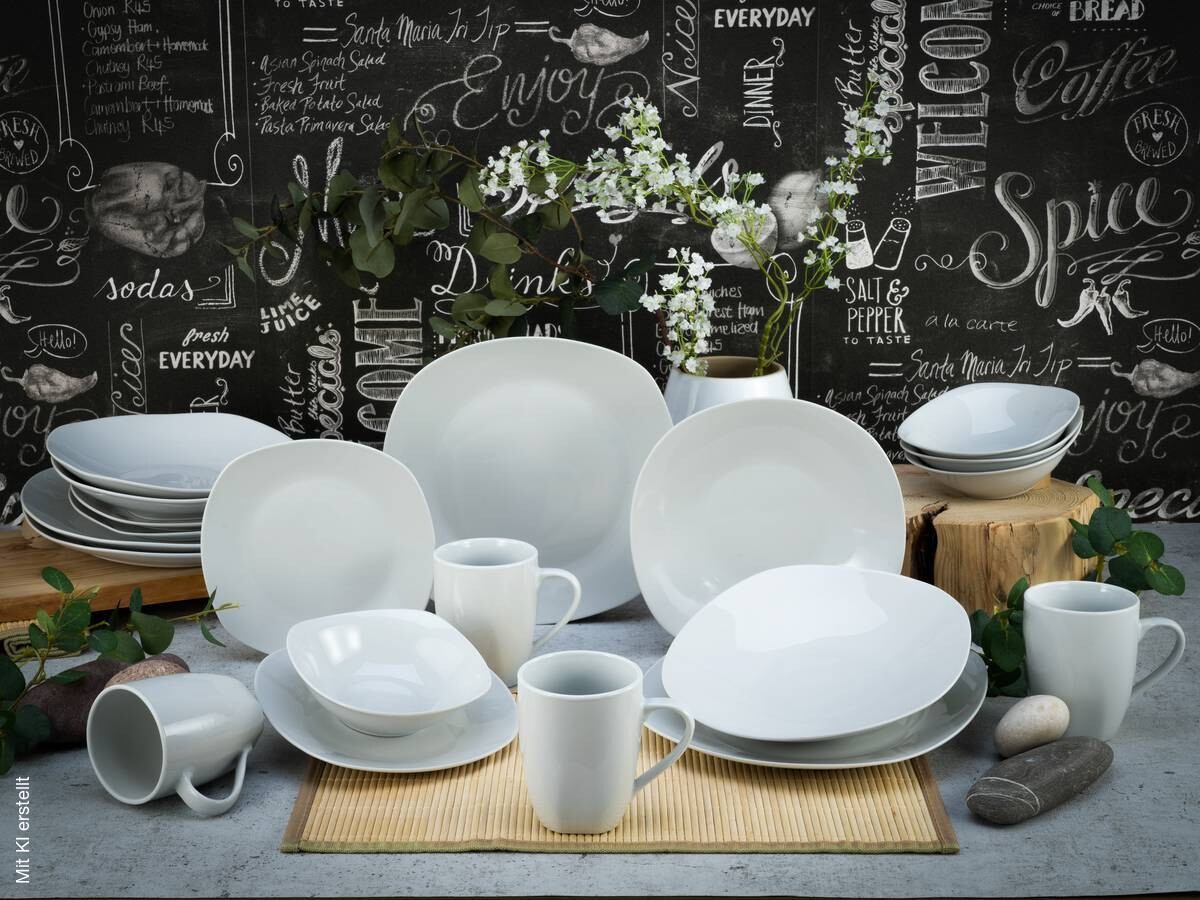 CreaTable Kombiservice Square weiß Porzellan 20 tlg.