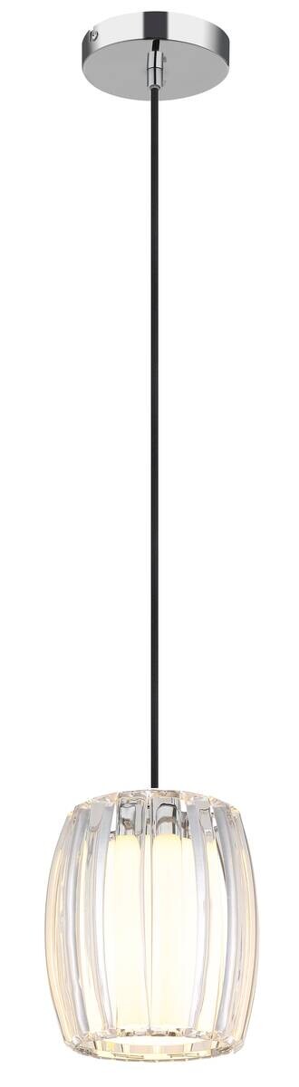 GLOBO Pendelleuchte Chrom Opal schwarz Metall Glas Textil H/D: ca. 120x18 cm E27 1 Brennstellen