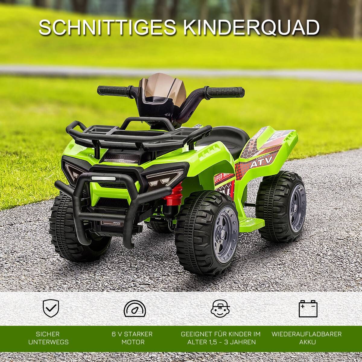HOMCOM Kinder-Elektroquad grün B/H/L: ca. 44x42x66 cm