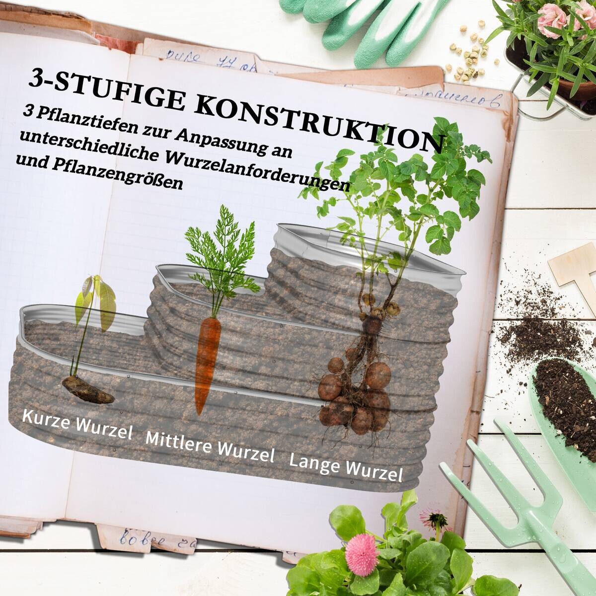 Outsunny Hochbeet silber Polypropylen B/H/L: ca. 109x158x82 cm