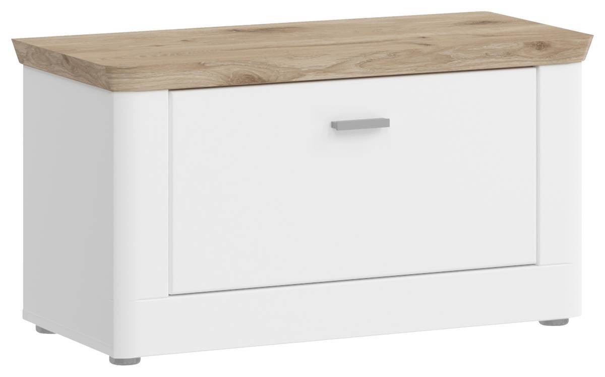 Sitzbank Michigan weiß matt Eiche Viking Nachbildung B/H/T: ca. 79x44x37 cm