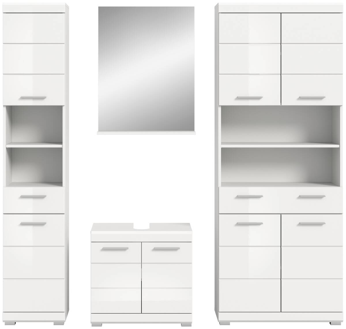 Badezimmer-Set Scout weiß weiß Hochglanz B/H/T: ca. 186x191x34 cm