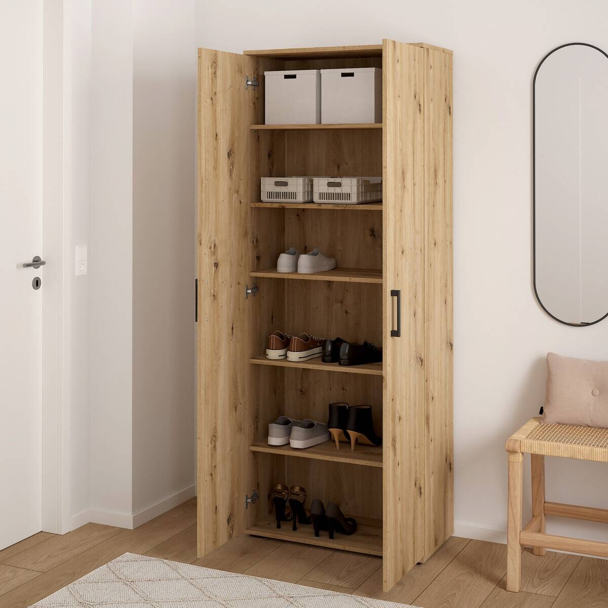 Mehrzweckschrank Mara Eiche Artisan Nachbildung B/H/T: ca. 70x179x33,5 cm