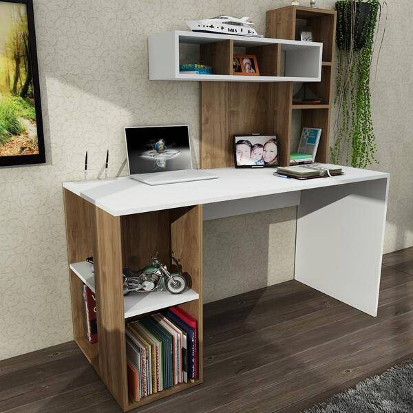 Schreibtisch Coral weiß walnuss Nachbildung B/H/T: ca. 140x75x60 cm