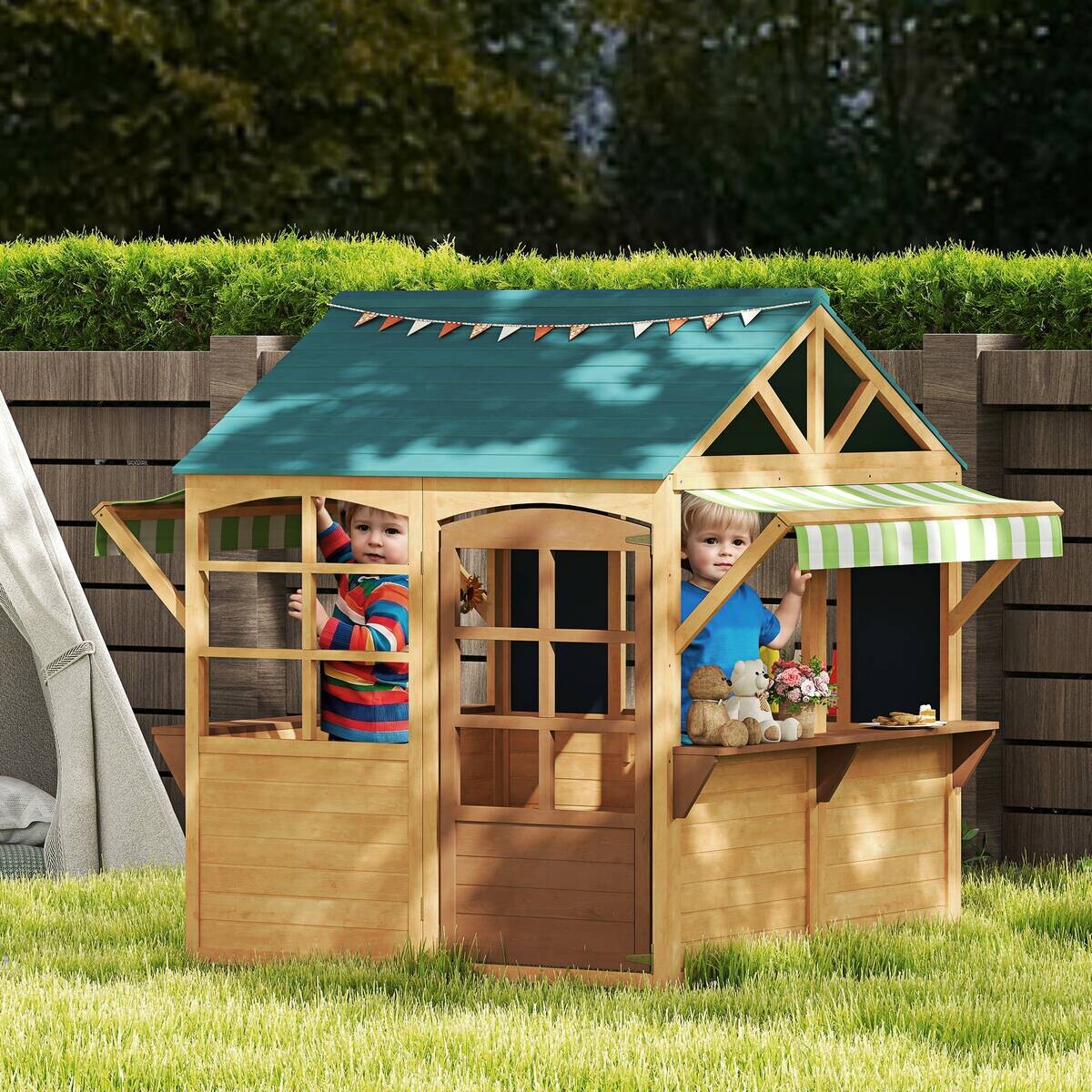AIYAPLAY Kinderspielhaus braun B/H/L: ca. 117x144x173 cm