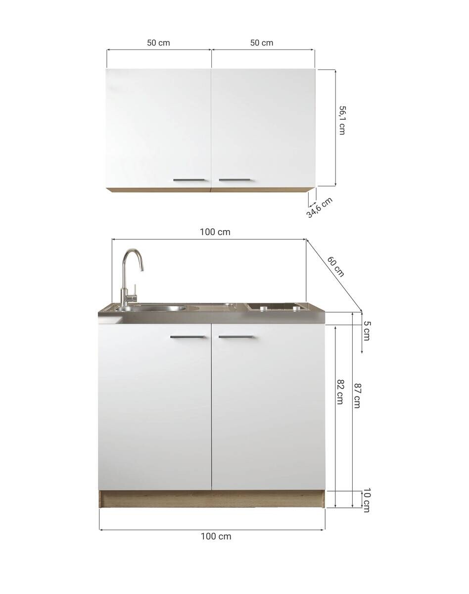 Anbauküchen-Set Merle grau B/H/T: ca. 100x200x60 cm