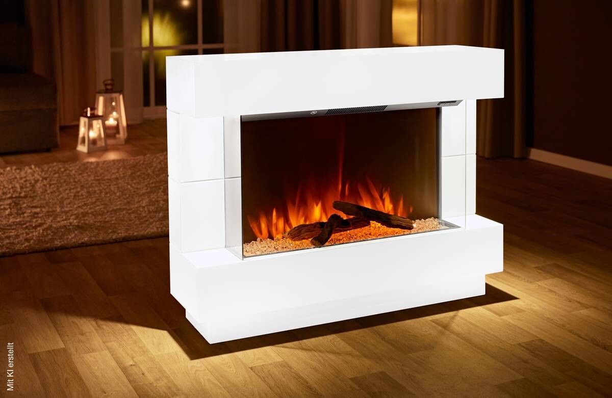 BHP Elektrischer-Kamin B992220 weiß Kunststoff Metall Glas B/H/T: ca. 100x78x27 cm