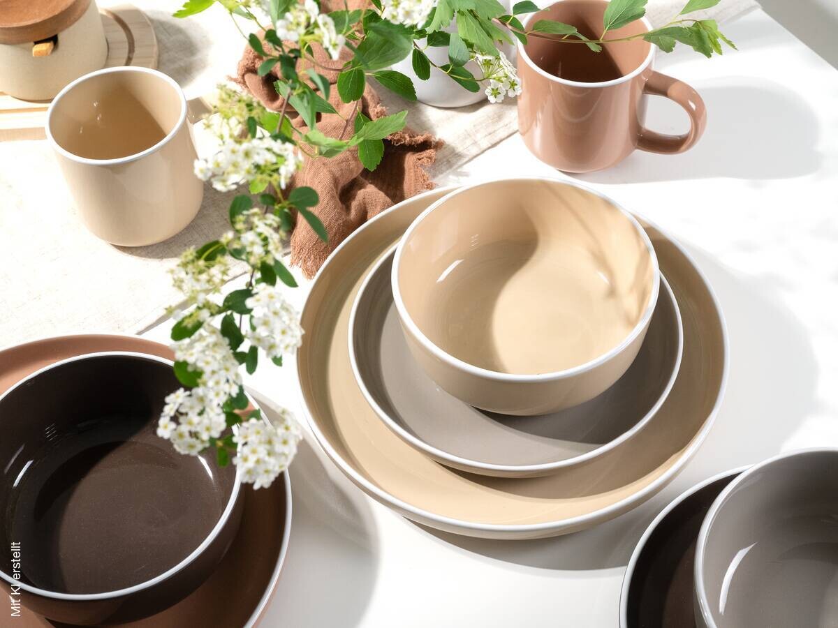 CreaTable Kombiservice Nordic Mocha Mousse braun Steinzeug 16 tlg.