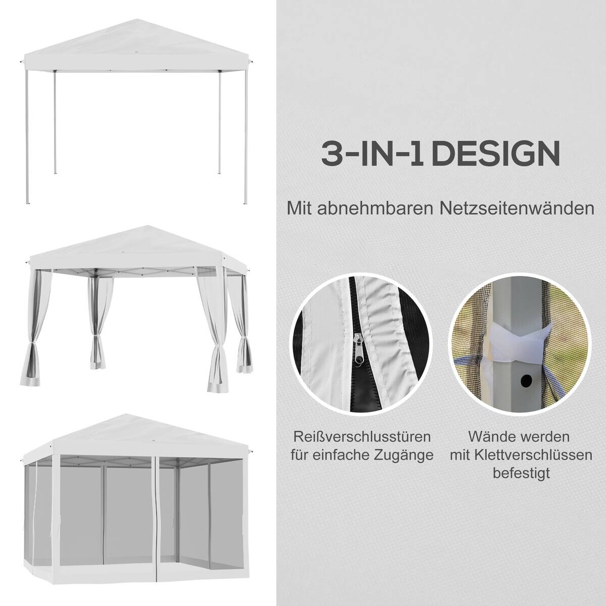 Outsunny Pavillon schwarz Metall B/H/L: ca. 295x260x295 cm