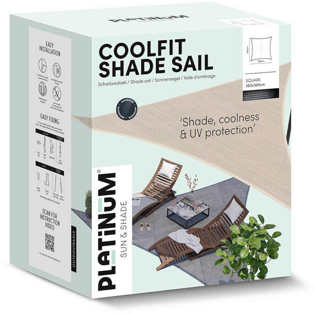 PLATINUM Sonnensegel Coolfit sand Polyethylen B/H/L: ca. 360x1x360 cm