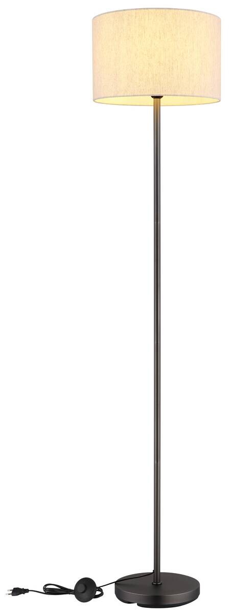 GLOBO Stehlampe creme schwarz Metall Leinen H/D: ca. 160x35 cm E27 1 Brennstellen