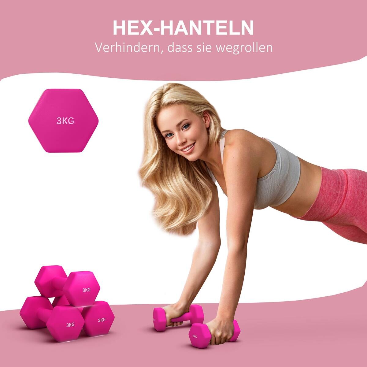SPORTNOW Kurzhantel rosa Metall B/H/L: ca. 8x8x18 cm